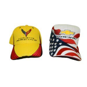 C8 Corvette Racing Yellow Performance & Chevy Chevrolet Racing USA Flag Hats